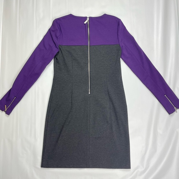 Preloved MICHAEL Michael Kors Colorblock Purple Gray Longsleeves Dress Size 6 - Picture 6 of 9